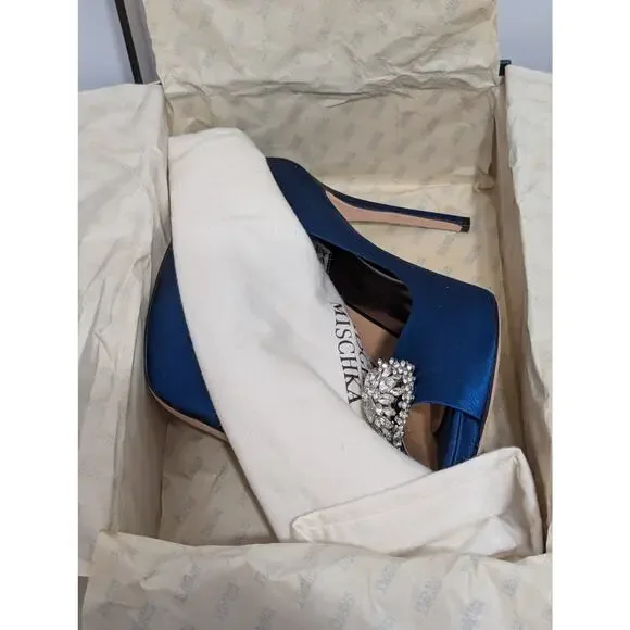 Badgley Mischka Jeannie Blue Peeptoe Pumps 9.5 Excellent